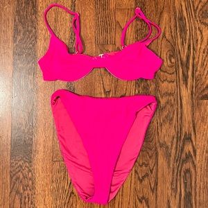 Beach Riot hot pink bikini / size medium / worn once